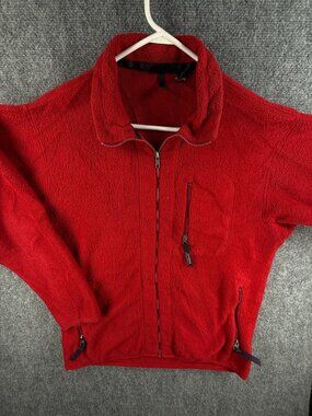 VTG Patagonia Synchilla Chunky Sherpa Fleece Zip Up MEDIUM Red Chest Pocket USA